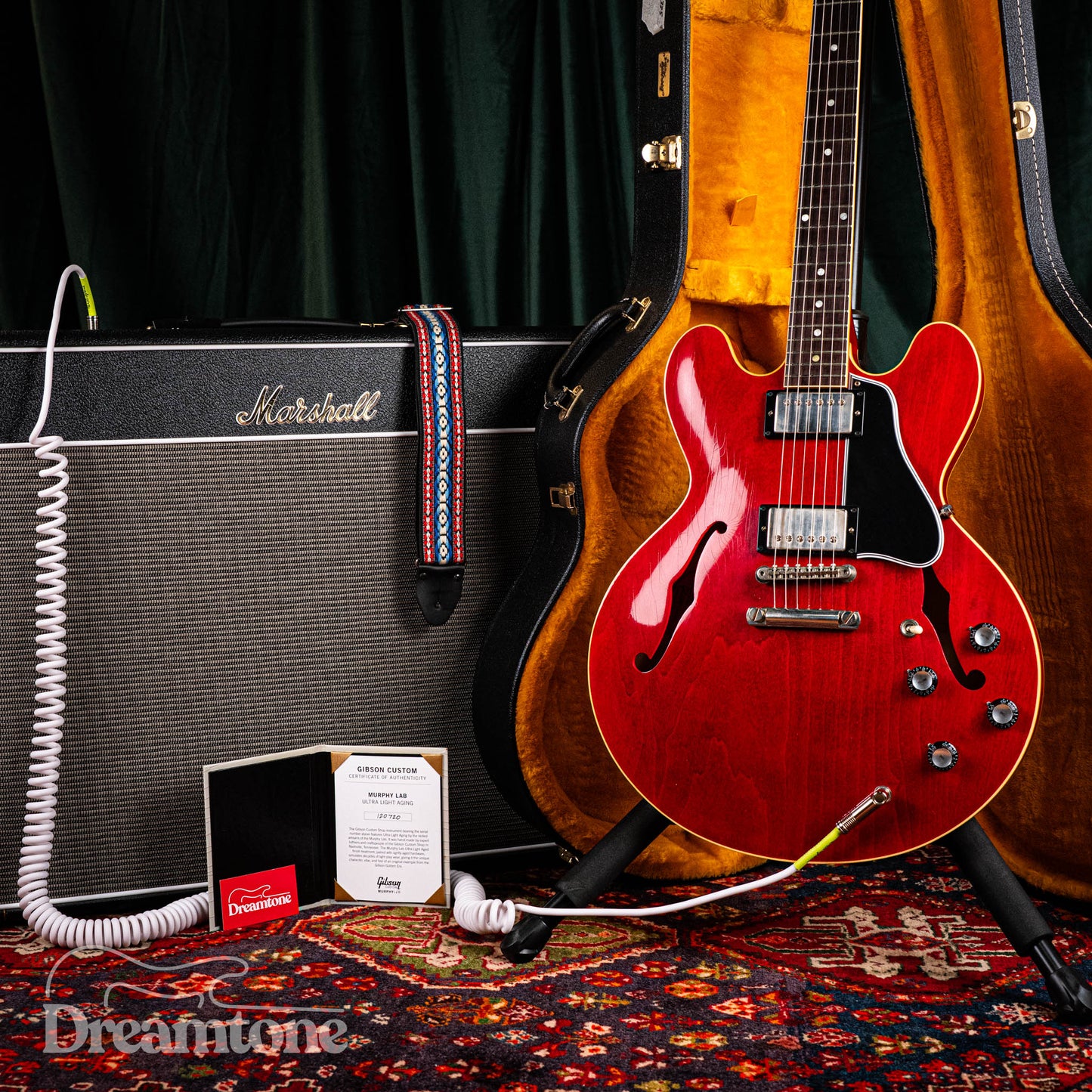 Gibson Murphy Lab 1961 ES-335 Cherry Ultra Light Aged + Marshall 1962 Bluesbreaker Combo & Accessories